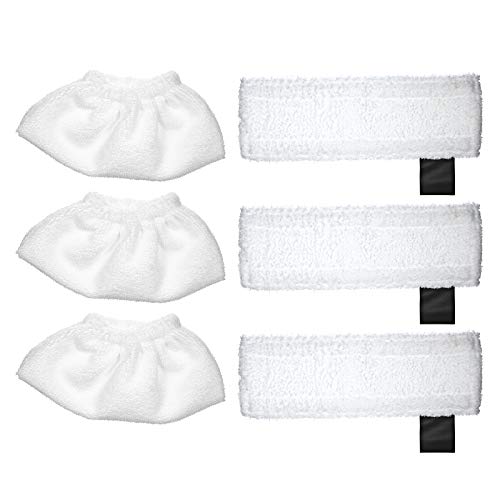 6 Pack -Stoff -Set -Wischkissen Ersatz Karger SC2 SC3 SC4 SC5 Düsenabdeckungen Mikrofaser -Pads Weiß (3 Lagdüsenabdeckungen und 3 Wischpads) von MechKit