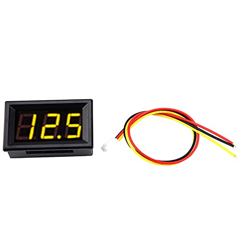 Digitale LED-Voltmeter-Spannungsmesser-Panel hohe Genauigkeit für die Haushaltsüberwachung DC0-100V (Schriftbeleuchtung Farbe Gelb) von MechKit