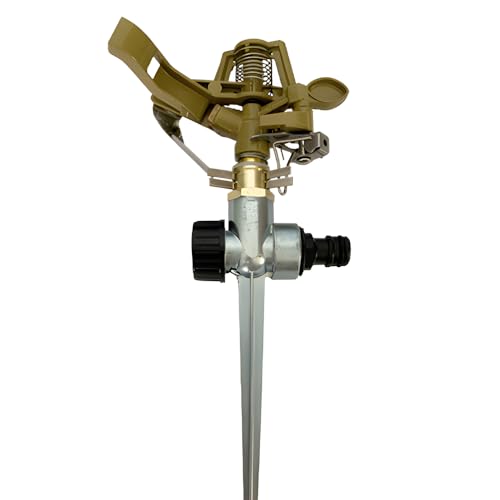 Zinklegierung Impact Sprinkler Großflächenabdeckung 0-360 ° WASSENDER Wasser Sprinkler Garten Rasen Terrasse Treibhaus Pool (Spike -Basis) von MechKit