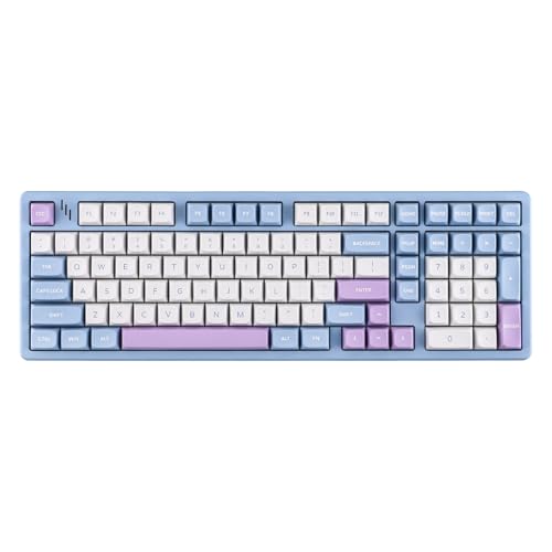 MechLands Blade101 kabellose Aluminium-Gaming-Tastatur, mechanische Tastatur mit Dichtung, BT5.0/2.4GHz/USB-C Hot Swappable Custom Keyboard mit 8000mAh Akku, RGB, NKRO für Win/Mac (Blau) von MechLands