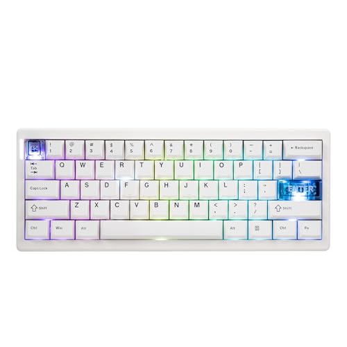 MechLands CIDOO QK61 V2 VIA Programmable 60% Keyboard, Wireless Gaming Tastatur, Hot Swappable Custom Keyboard, Mechanische Dichtungstastatur mit PC-Platte, RGB, 3000mAh für Win/Mac, QWERTY (Weiß) von MechLands