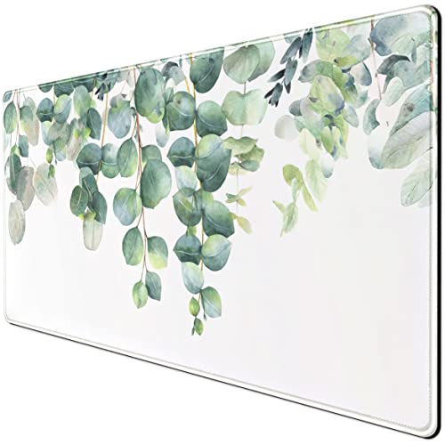 Green Leaf Mauspad, großes erweitertes Gaming-Mauspad, Schreibtischunterlage mit genähten Kanten, XXL-Größe (80 x 40 cm), kabellose Maus-Tastaturmatte für Desktop-Laptop, Arbeit, Spiel, Büro, Zuhause von Mechanical Cattle