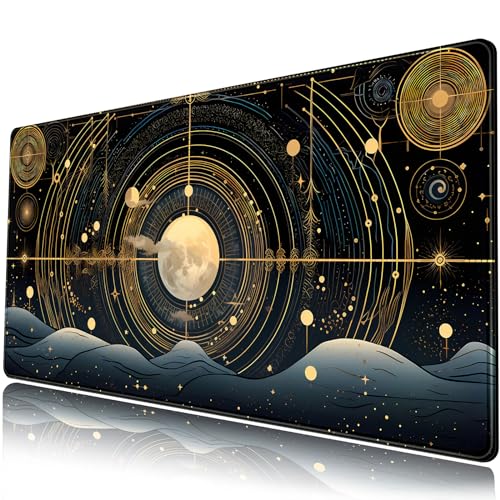 Schreibtischunterlage mit Sternbildern, Motiv: Mond, Sternenhimmel, Galaxie, großes Mauspad, XXL, Gaming-Mauspad, erweiterter Nachthimmel, Tastaturmatte, Mauspad, 80 x 40 cm, Schreibtischdekoration von Mechanical Cattle