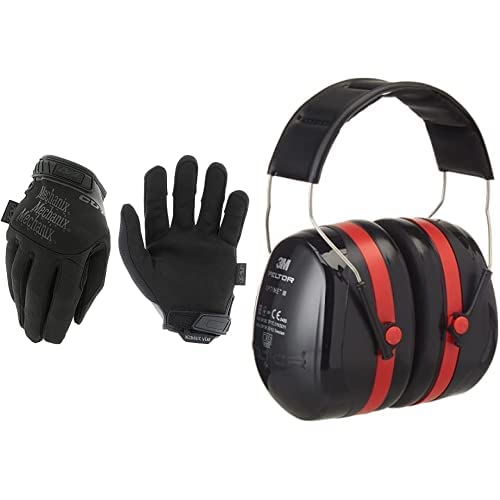 Mechanix Herren handschoenen handschoenen, Tscr-55-010 Wear Handschuhe Tactical Specialty Pursuit CR5 Handschuh TSCR 55 010, Covert, L EU & 3M Peltor Optime III Kapselgehörschutz schwarz-rot von Mechanix Wear