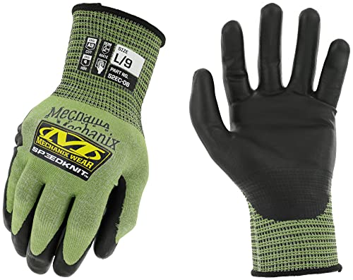 Mechanix SpeedKnit Arbeitshandschuhe ANSI A3, schnittfest, mit Urethanbeschichtung, berührungsfähig, starker Halt bei trockenen und nassen Bedingungen (grün, groß) von Mechanix Wear