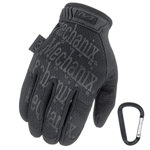 Mechanix WEAR ORIGINAL Einsatz-Handschuhe, atmungsaktiv & abriebfest + Gear-Karabiner, Original Glove in Schwarz, Coyote, Multicam/Größe S, M, L, XL (L, Schwarz/Covert) von Mechanix Wear
