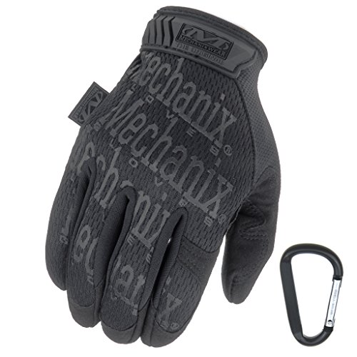 Mechanix Wear ORIGINAL Einsatz-Handschuhe, atmungsaktiv & abriebfest + Gear-Karabiner, Original Glove in Schwarz, Coyote, Multicam/Größe S, M, L, XL (M, Schwarz/Covert) von Mechanix Wear