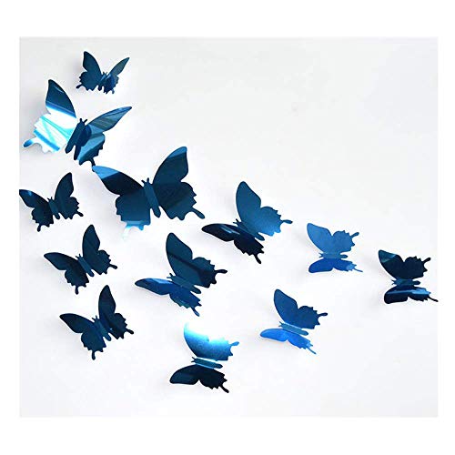 Meclelin Wandtattoo 12 STÜCKE 3D Schmetterlinge Wanddeko Aufkleber Abziehbilder Kunststoff Schmetterling Dekorationen Wand Dekor (Blau) von Meclelin