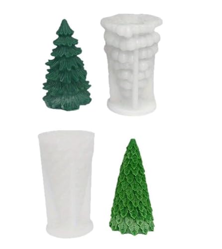 Mecmbj Kerzenformen zum Gießen, 2 Stück Kerzenform Weihnachten, Silikonform Weihnachtsbaum, DIY Silikonformen Kerzen für DIY Duftkerze, Weihnachten Handwerk Ornamente(Weihnachtsbaum) von Mecmbj