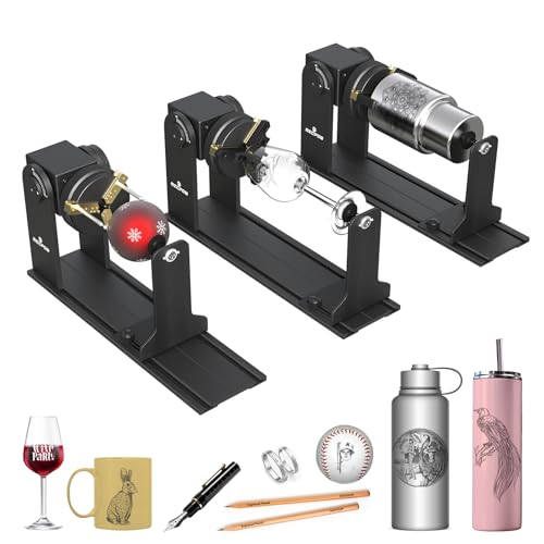 Mecpow G5 Laser-Rotationswalze Mit Drei Winkelverstellbaren Greifern Für Vielgestaltige Objekte, Kompatibel Mit Fast Allen Lasergraviermaschinen, Laser-Rotationswalze Mit Erhöhungsbügel von Mecpow