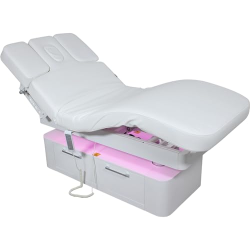 Massageliege L02283H Weiß mit 4 Motoren, Heizung & LED von Medeo