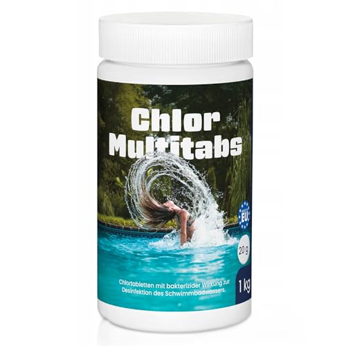 Chlor 5 in 1 Multitabletten für Pool & Whirlpool – 1kg Eimer mit langsam löslichen 20g Tabletten – Desinfektion, Algenverhütung, Flockung, pH-Stabilisierung & Trübungsentfernung von Medfuture