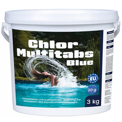 Chlor Multitabs 11 in 1 – 20g langsam lösliche Tabletten für Pool & Whirlpool – 3kg Vorratsdose – Multifunktionstabletten zur Wasserpflege, Desinfektion, Algenverhütung, pH-Stabilisierung & mehr von Medfuture