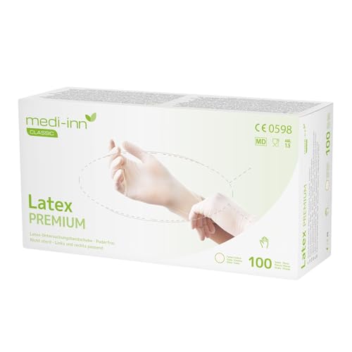 Medi-Inn+ Latex Premium Einmalhandschuhe, Gr. S, 1 x 100 Stück – puderfrei, naturfarben, für Medizin, Pflege & Labor Medi-Inn+ Latex Premium Einmalhandschuhe, Gr. S, 1 x 100 Stück – puderfrei, naturfarben, für Medizin, Pflege & Labor von Medi-Inn+