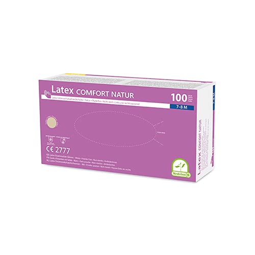 Medi-Inn Latex Comfort Natur Einmalhandschuhe puderfrei (M, 100 Stück) von Medi-Inn+