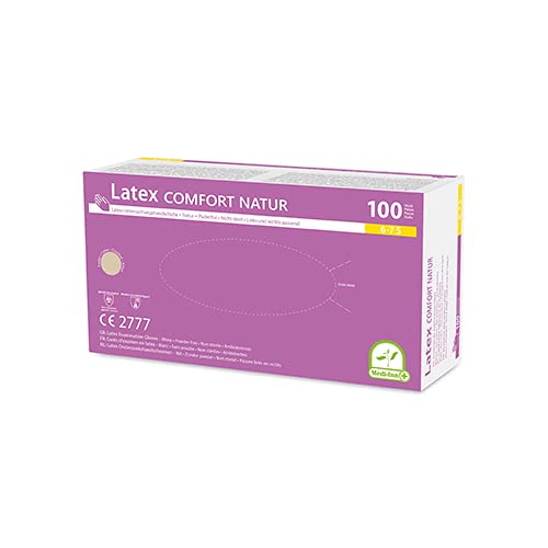 Medi-Inn Latex Comfort Natur Einmalhandschuhe puderfrei (S, 100 Stück) von Medi-Inn+