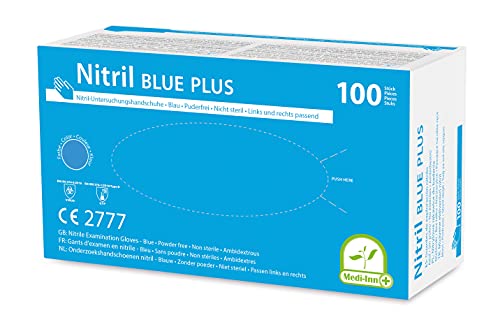 Medi-Inn+ Nitril blue plus Einmalhandschuhe Einweghandschuhe puderfrei (L, 1000 Stück) von Medi-Inn+