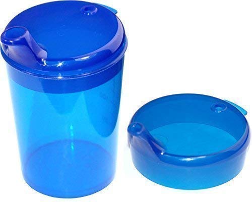 Medi-Inn+ Schnabelbecher 250 ml Praktisches Set: 1 Unterteil mit 2 Deckeln (1 x mit Öffnung 12 x 10 mm u. 1 x mit Öffnung 4 x 4 mm) | blau von Medi-Inn+