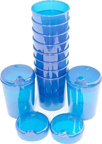 Medi-Inn+ Schnabelbecher 250 ml Praktisches Set: 10 Unterteile mit 20 Deckeln (10 x mit Öffnung 12 x 10 mm u. 10 x mit Öffnung 4 x 4 mm) | blau von Medi-Inn+