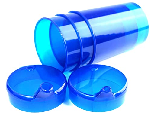 Medi-Inn+ Schnabelbecher 250 ml Praktisches Set: 5 Unterteile mit 10 Deckeln (5 x mit Öffnung 12 x 10 mm u. 5 x mit Öffnung 4 x 4 mm) | blau von Medi-Inn+