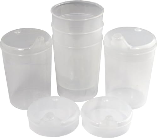Medi-Inn+ Schnabelbecher 250 ml Praktisches Set: 5 Unterteile mit 10 Deckeln (5 x mit Öffnung 12 x 10 mm u. 5 x mit Öffnung 4 x 4 mm) | transparent von Medi-Inn+