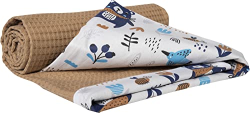 Medi Partners Babydecke Baby Decke Neugeborenen - Kuscheldecke Geschenk Babydecken 75x100cm für Kleinkinder Mädchen Krabbeldecke Kinderbett Kinderwagen 100% Baumwolle (Boho Animals mit Beige Waffel) von Medi Partners