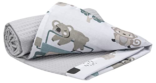 Medi Partners Babydecke Baby Decke Neugeborenen - Kuscheldecke Geschenk Babydecken 75x100cm für Kleinkinder Mädchen Krabbeldecke Kinderbett Kinderwagen 100% Baumwolle (‎Mint Zoo mit Grauer Waffel) von Medi Partners