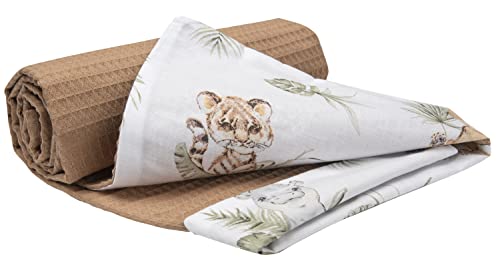 Medi Partners Babydecke Baby Decke Neugeborenen - Kuscheldecke Geschenk Babydecken 75x100cm für Kleinkinder Mädchen Krabbeldecke Kinderbett Kinderwagen 100% Baumwolle (‎Safari mit Grauer Waffel) von Medi Partners