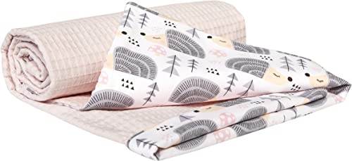 Medi Partners Babydecke Baby Decke Neugeborenen - Kuscheldecke Geschenk Babydecken 75x100cm für Kleinkinder Mädchen Krabbeldecke Kinderbett Kinderwagen 100% Baumwolle (Graue Igel mit Hellrosa Waffel) von Medi Partners