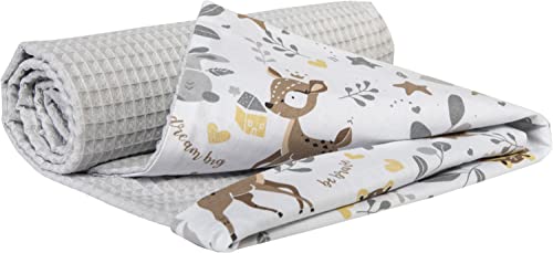 Medi Partners Babydecke Baby Decke Neugeborenen - Kuscheldecke Geschenk Babydecken 75x100cm für Kleinkinder Mädchen Krabbeldecke Kinderbett Kinderwagen 100% Baumwolle (REH mit Grauer Waffel) von Medi Partners