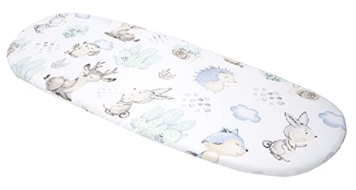 Medi Partners Spannbettlaken Spannbettuch Kinderwagen 86x40cm 100% Baumwolle Matratzenschoner Baby (Hirsch und Igel) von Medi Partners