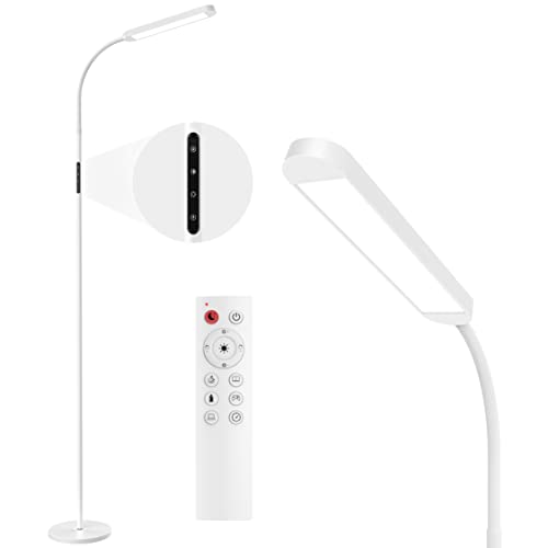 MediAcous LED Stehlampe, 12W Stehlampe Dimmbar mit Einstellbarer 2700K-5700K Farbtemperatur & 5 Helligkeitsstufen, LED Floor Lamp mit Fernbedienung, 1H Timer und Speicherfunktion von MediAcous