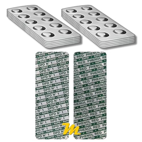 100 Rapid Testtabletten, 50 x DPD N°1 freies Chlor und 50 x Phenol Red pH Wert, Tabletten für Pool und Whirlpool Wassertests. Made in Germany 100 Rapid Testtabletten, 50 x DPD N°1 freies Chlor und 50 x Phenol Red pH Wert, Tabletten für Pool und Whirlpool Wassertests. Made in Germany von MediMuc