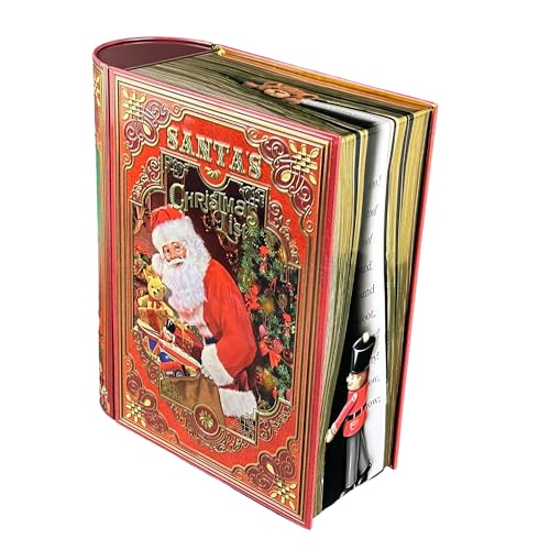 MediMuc Große Buchdose Santa´s List - aufwändig geprägt und bedruckt. Der Weihnachtsmann bereitet sich vor - Vol. 3,0l - Maße: (L x B x H): 24,5 x 21,3 x 9,0cm von MediMuc