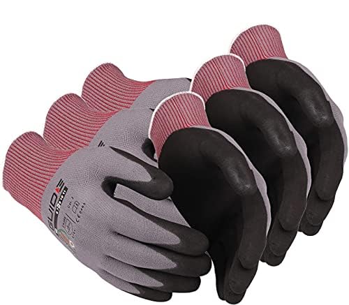 MediMuc 3 Paar Guide 580 Nitril-Schutzhandschuhe teilbeschichtet grau, Arbeitshandschuhe, Größe 8 M von MediMuc