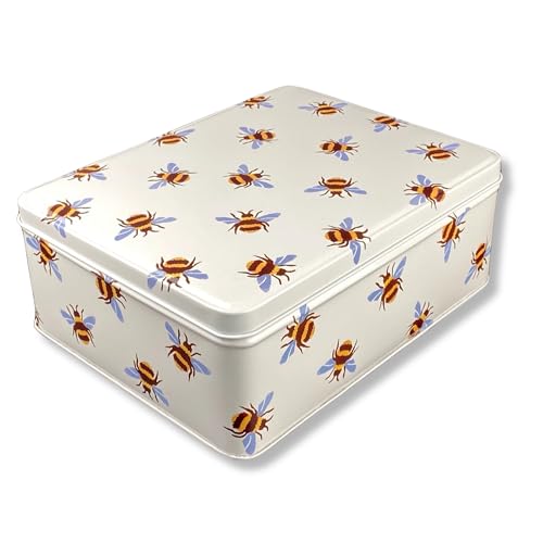 MediMuc Geschenkdose Design Emma Bridgewater - Liebevoll gestaltete rechteckige Vorratsdose - Motiv Bienen - Blechdose, Keksdose, Dose - (L x B x H): 19,5 x 15,4 x 7,5cm - Volumen ca. 2,25L von MediMuc