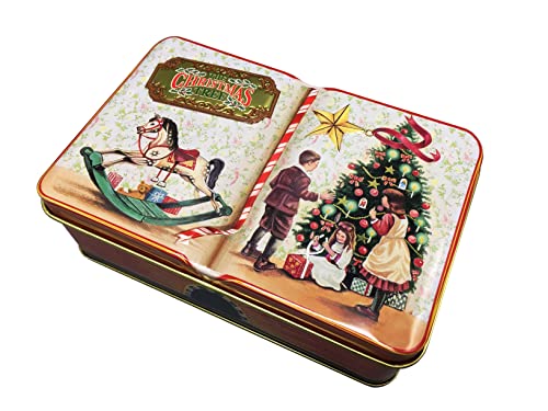 MediMuc Kleine Buchdose Christmas Tree - kleine Aufbewahrungsdose, Keksdose, Blechdose - lebensmittelecht - Vol. 0,67l - Maße: 14,5 x 9,3 x 5,0 cm von MediMuc