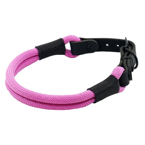 Soft Cord Double Pink Hundehalsband Schwarze Schnalle und Beschläge aus Metall, Länge 65cm Ø 10mm, Nylon Halsung einstellbar, robust, wetterfest, Endkappen schwarzes Leder Soft Cord Double Pink Hundehalsband Schwarze Schnalle und Beschläge aus Metall, Länge 65cm Ø 10mm, Nylon Halsung einstellbar, robust, wetterfest, Endkappen schwarzes Leder von MediMuc