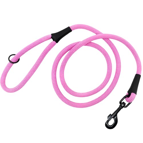 Soft Cord Pink Hundeleine schwarzer Karabinerverschluss und Beschläge aus Metall, Länge 150cm Ø 10mm, Nylon Leine, robust, wetterfest, Endkappen schwarzes Leder Soft Cord Pink Hundeleine schwarzer Karabinerverschluss und Beschläge aus Metall, Länge 150cm Ø 10mm, Nylon Leine, robust, wetterfest, Endkappen schwarzes Leder von MediMuc