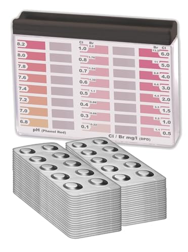 Wassertester Premium Rapid Methode Chlor pH, mit 400 Testtabletten, 200 x Phenol Red und 200 x DPD1, Anzeige von 16 verschieden Messwerten von MediMuc