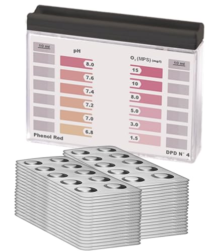 Wassertester Rapid Methode Aktivsauerstoff pH, mit 400 Messtabletten, 200 x Phenol Red und 200 x DPD4, Anzeige von 12 verschieden Messwerten von MediMuc