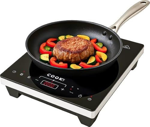COOK-IT Induktionskochfeld 1-Zone, 2000 W – Touchscreen mit Timer (180 min), 10 Stufen (60-240 °C), Kindersicherung, Überhitzungs- & Spannungsschutz, Kompakt & Tragbar von Media Evolution