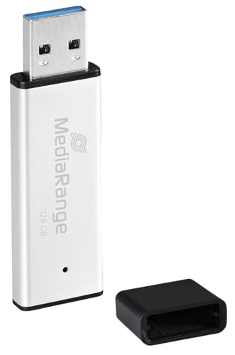 MediaRange USB 3.0 Hochleistungs Speicherstick 128GB - Mini USB Flash-Laufwerk mit hochwertigem Aluminium Gehäuse, externe Speichererweiterung mit Lesegeschwindigkeit von bis zu 220 MB/s, Farbe Silber von MediaRange