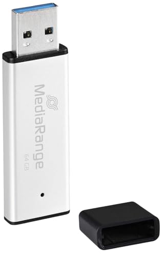 MediaRange USB 3.0 Hochleistungs Speicherstick 64GB - Mini USB Flash-Laufwerk mit hochwertigem Aluminium Gehäuse, externe Speichererweiterung mit Lesegeschwindigkeit von bis zu 200 MB/s, Farbe Silber von MediaRange