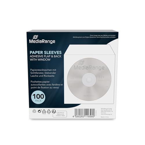 MediaRange BOX162 Papiertaschen für 1 Disc, mit klebender Lasche und Sichtfenster, 100er Pack klar MediaRange BOX162 Papiertaschen für 1 Disc, mit klebender Lasche und Sichtfenster, 100er Pack klar von MediaRange