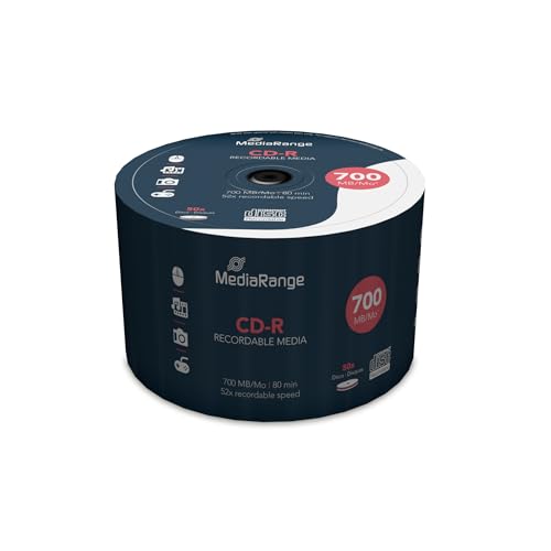 MediaRange CD-R 700MB|80min 52-fache Schreibgeschwindigkeit, 50er Cakebox von MediaRange