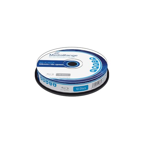 MediaRange BD-R 25GB 6-Fache Schreibgeschwindigkeit, 10er Cakebox, MR499, Cake 10 von MediaRange