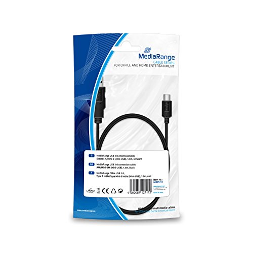 MediaRange Lade- und Datenkabel, USB 2.0 auf Mini USB 2.0 B Stecker, 1.5m, schwarz, MRCS113 von MediaRange