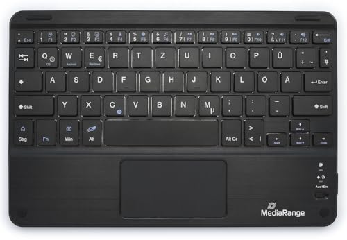 MediaRange kompakte Funk-Tastatur mit 64 Tasten und Touchpad, QWERTZ (DE/AT/CH) Tastaturbelegung, schwarz von MediaRange