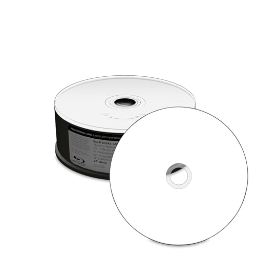 Professional Line BD-R Dual Layer 50GB 6X Speed, Thermo Retransfer Fullsurface Printable, Proselect White, Wide Sputtered, Cake 25 von MediaRange